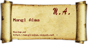 Mangl Alma névjegykártya